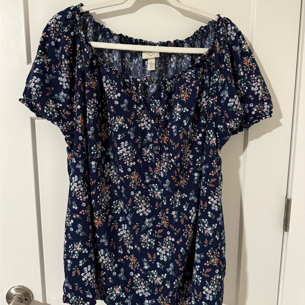 St. John's Bay Navy Floral Blouse